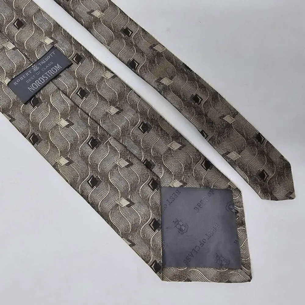 ROBERT TALBOTT BEST OF CLASS SILK TIE CHAMPAGNE SHIMMER GEOMETRIC 4